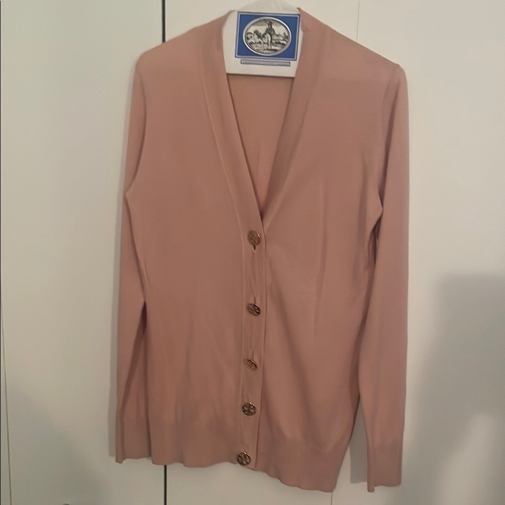 Tory Burch Pink Cardigan Sweater V-Neck Knit